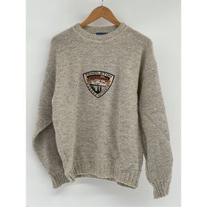 Vintage Pendleton Sweater Men Size Medium Gray Sportsman Rugged Patch Pullover